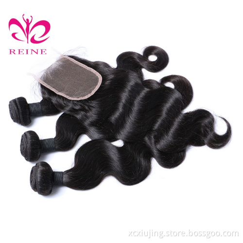 Wholesale Vendors for Raw Virgin Hair Brazilian Body Wave Bundles with Closure 3 Bundles with Closure Unprocessed Human Hair